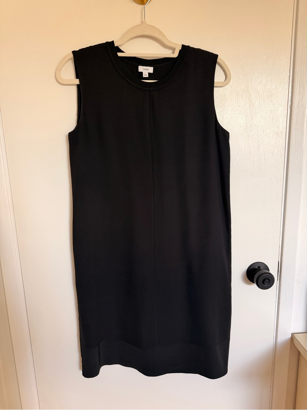 VINCE Black Sleeveless Shift Dress